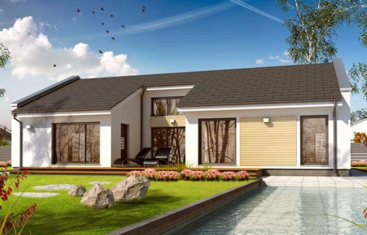 Проект 1 этажного дома из блоков(каркаса)  PP-26